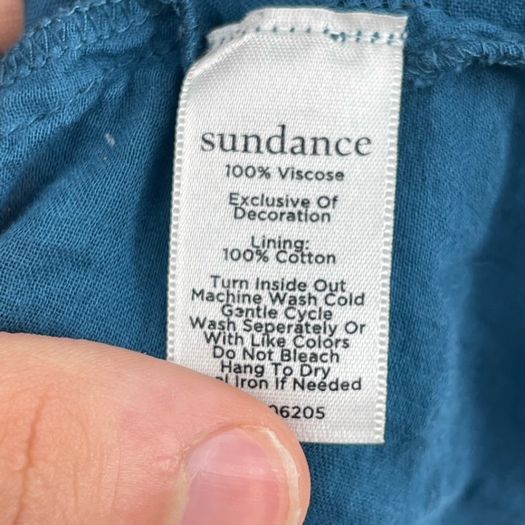 Sundance Embroidered Suelta Dress Teal Gauzy Viscose Lined Boho Chic Size Small - Picture 6 of 10